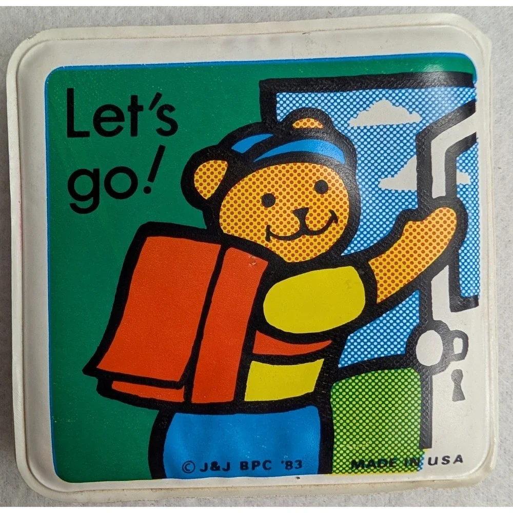 Vintage 1983 Johnson & Johnson Let's Go Bear Plush Toy with Book 10